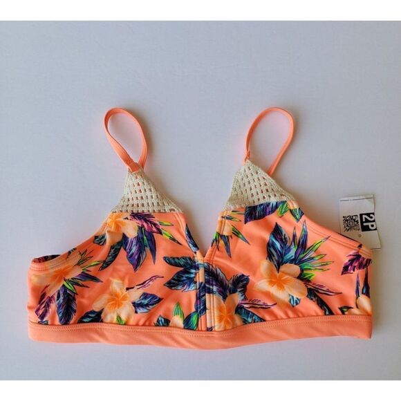 Girls Bikini Top Neon Floral Swimwear Bathing suit Top XL 14/16 NWT - Picture 7 of 9